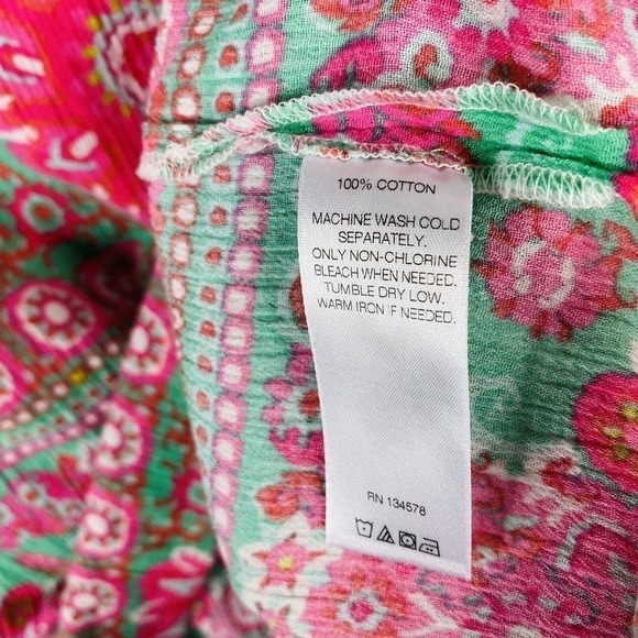 Vineyard Vines Girls Size Large 14 Caribbean Floral Tunic Pink Green 100% Cotton - Picture 4 of 4